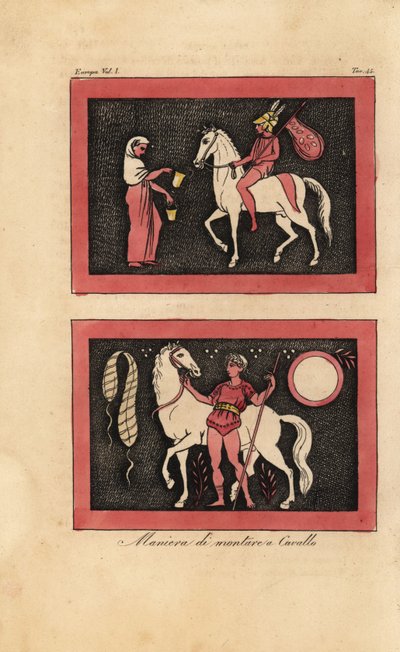 Antike griechische Methode, ein Pferd ohne Sattel zu reiten von Unknown artist