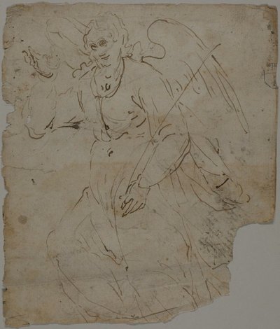 Verkündigungsengel (recto); Skizzen einer sitzenden Figur und des oberen Teils und der rechten Hand des Verkündigungsengels (verso) von Unknown artist