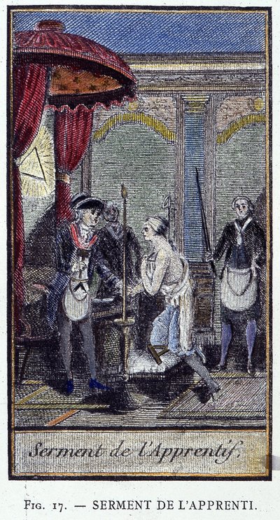 Lehrlingseid - aus einer Gravur aus der „Adonhiramite Masonry“ von einem Ritter aller Freimaurerorden von Unknown artist