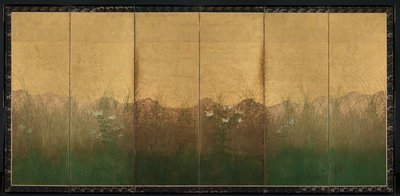 Herbstabend mit Vollmond auf der Musashino-Ebene von Unknown artist