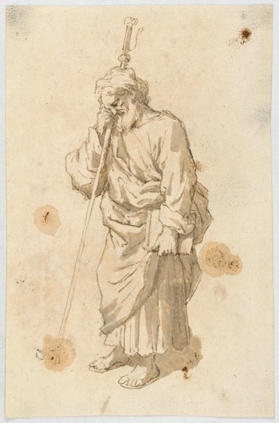 Bärtiger Mann mit Stab von Unknown artist