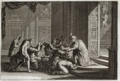 Bibel von Royaumont, Altes Testament: Joseph wird von seinen Brüdern erkannt. Illustration von 1811. von Unknown artist