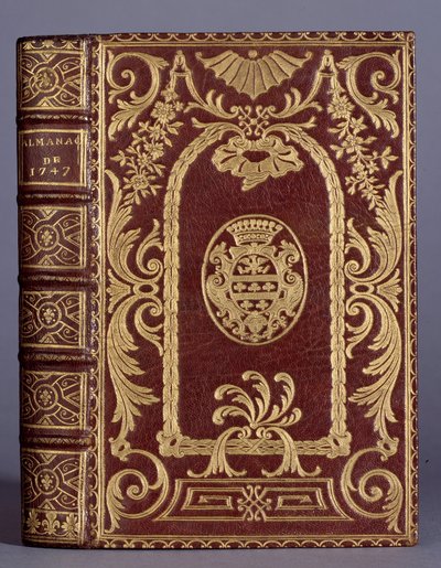 Buchdeckel, Einband mit verschiedenen Verzierungen zu den Wappen der Familie Cotte eines Almanachs von 1747. Paris, Kunstgewerbemuseum von Unknown artist