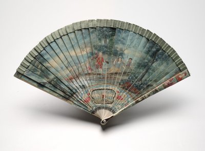 Brisé-Fächer mit einer Szene von zwei Paaren in einer Landschaft, ca. 1700-25 von Unknown artist