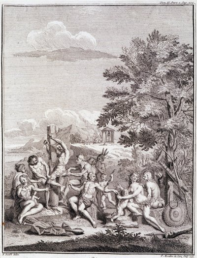 Gefangene, die von den Antis in Peru geopfert wurden - in „Historische Reise durch Südamerika im Auftrag des Königs von Spanien“ von Don Georges Juan & Don Antoine de Ulloa, T.II, ed. Jombert, Librairie du Roi, Paris von Unknown artist