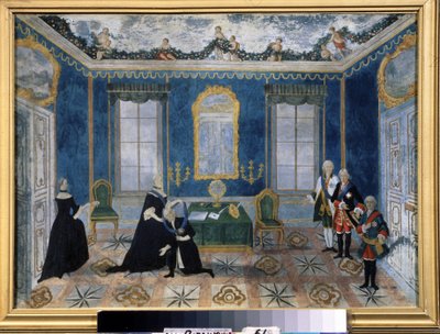 Katharina II. von Russland ruft Kanzler Alexej Bestuschew-Rjumin an den Hof zurück von Unknown artist