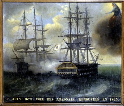 Zusammenstoß der bretonischen und niederländischen Flotten "Voeu des Arzonais" von Unknown artist