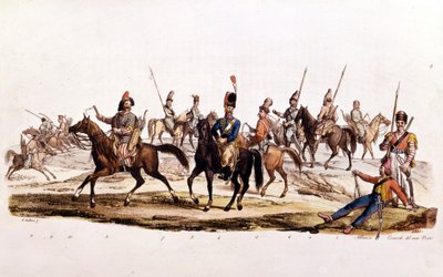 Kosaken: 1. 2. Kosaken 3. Don-Kosake 4. Offizieller Don-Kosake 5. Cossack Chernomowskij 6. Ural-Kosake 7. Regulärer Kosake 8. Baschkir 9. und 10. Kalmouk von Unknown artist