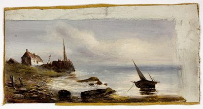 Hütte am Ufer von Unknown artist