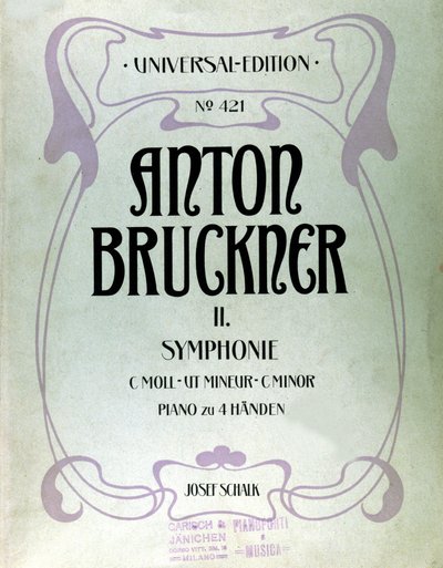 Titelblatt der zweiten C-Moll-Symphonie von Anton Bruckner von Unknown artist