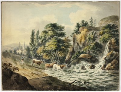 Kuhherde zum Fluss getrieben von Unknown artist