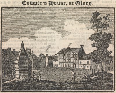 Cowpers Haus in Olney (mit Text)(aus dem Spiegel)[eine ähnliche Gravur erscheint in "The Tourist; a literary and anti-slavery journal", 28. Januar 1833, Seite 189]; Seite 76 (Band Eins) von Unknown artist