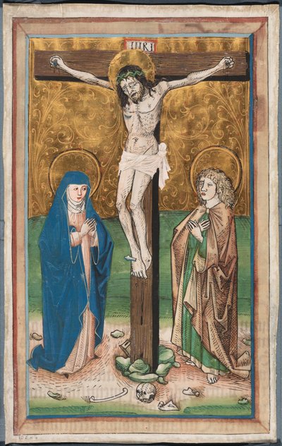 Kreuzigung mit der Jungfrau Maria und dem Heiligen Johannes (recto); Heiliger Sebald mit den Stiftern Paul Volkmayr und Sebald Schreyer (verso) von Unknown artist
