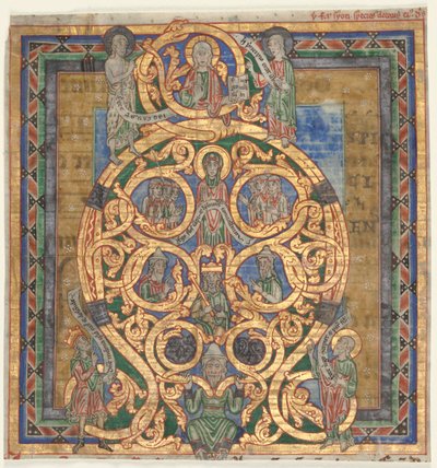 Ausschnitt aus einem Antiphonar: Initiale A[spiciens a longe]: Der Baum Jesse von Unknown artist