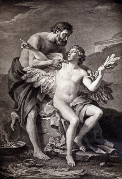 Daedalus und Icarus. Gravur, 19. Jahrhundert von Unknown artist