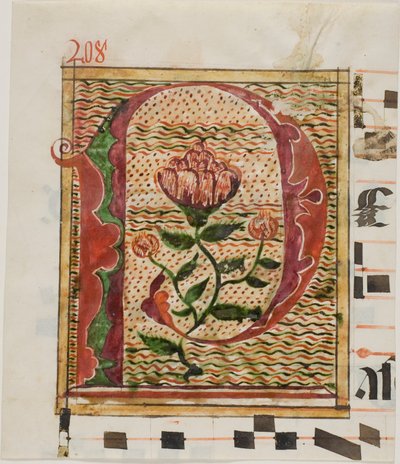 Geschmücktes Initial "P" mit Blumen aus einem Manuskript von Unknown artist