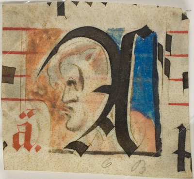 Geschmückter Initial mit groteskem Profil aus einem Chorbuch von Unknown artist