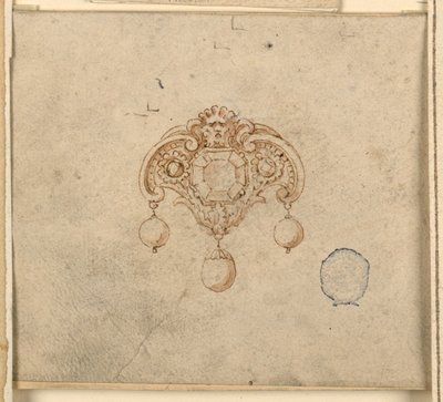 Entwurf für eine Brosche mit drei Diamanten von Unknown artist
