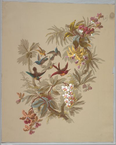 Design für Tapeten und Textilien: Blumen und Vögel von Unknown artist