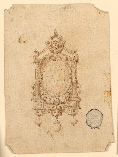Entwurf für eine Brosche mit ovalem Diamanten von Unknown artist