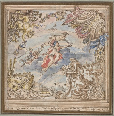 Entwurf für eine Decke: Mars und Widder von Unknown artist