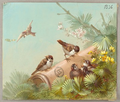 Entwürfe für Tapeten und Textilien: Blumen und Vögel von Unknown artist