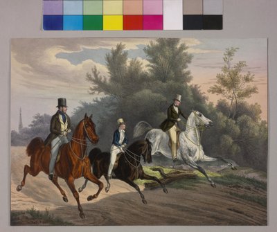 Kaiser Franz Joseph reitet mit zwei Begleitern durch den Prater von Unknown artist