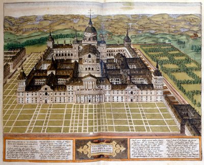 Gravur des Palastes von El Escorial in Spanien. 17. Jahrhundert von Unknown artist