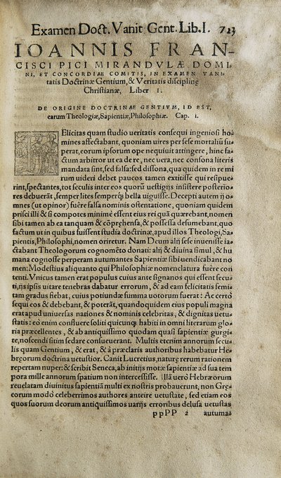 Examination vanitatis doctrinae gentium et veritatis christianae disciplinae von Pico della Mirandola von Unknown artist