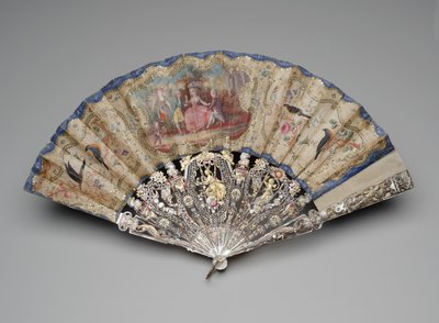 Faltfächer mit einer Flirtszene, ca. 1770-80 von Unknown artist