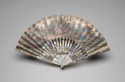 Faltfächer mit einer pastoralen Szene, ca. 1740-60 von Unknown artist