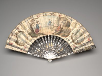 Faltfächer mit einer pastoralen Szene, ca. 1770er von Unknown artist