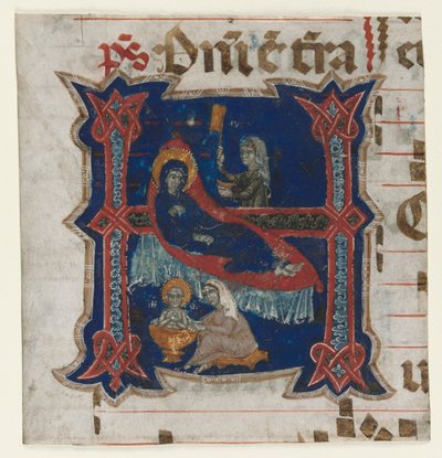 Fragment eines Chorbuchs mit historisierter Initiale (H): Geburt der Jungfrau von Unknown artist