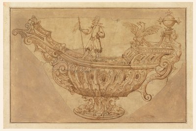 Fragment eines Entwurfs für ein Nef oder Fantastisches Mittelstück in Form eines Bootes von Unknown artist