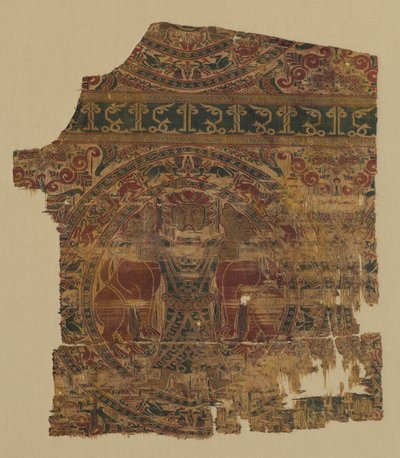 Fragment mit Löwenbezwinger von einer Dalmatik des Heiligen Bernhard Calvo von Unknown artist