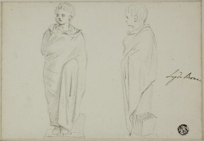 Frontal- und Seitenansichten einer Statue eines Jungen im Toga von Unknown artist