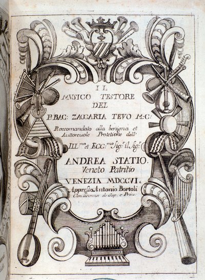 Frontispiz von Il musico testore von Zaccaria Tevo von Unknown artist