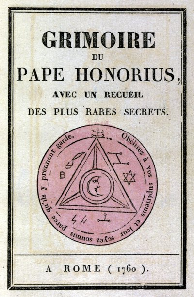 Frontispiz des Grimoires von Papst Honorius zur Beschwörung von Dämonen. von Unknown artist