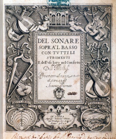 Frontispiz von del sonare sopra il basso von Agostino Agazzari von Unknown artist