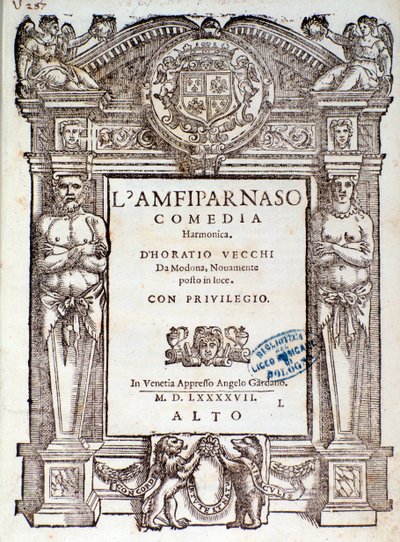 Frontispiz von Amfiparnaso, Madrigalkomödie von Orazio Vecchi von Unknown artist