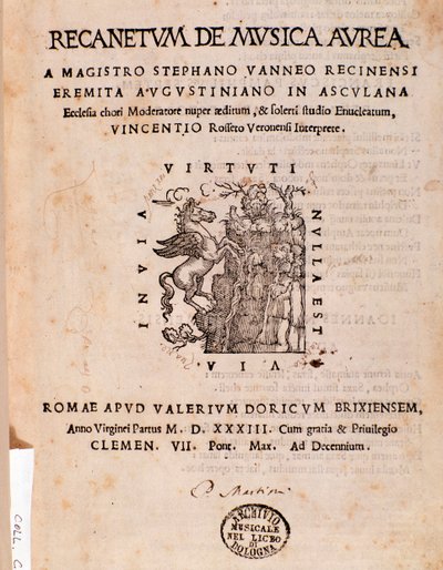 Frontispiz von Recanetum de musica aurea von Stephanus Aureus von Unknown artist