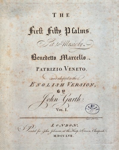 Frontispiz der Einundfünfzig Psalmen von Benedetto Marcello von Unknown artist