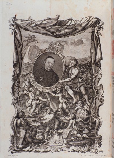 Frontispiz mit Porträt von Tractatus musicus von Meinrad Spiess von Unknown artist