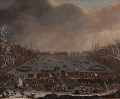 Frostmesse auf der Themse, mit der alten London Bridge in der Ferne von Unknown artist