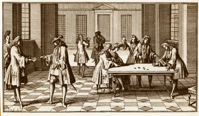 Spielzimmer im 18. Jahrhundert - Gravur von Sebastien Le Clerc in „Essay d