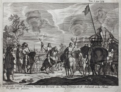 Henri, Graf von Brederode (Hendrik Graaf van Brederode) (1531-1568), verlässt Antwerpen (Niederlande), kommt vor Wilhelm I. von Oranien-Nassau (Oranje Nassau), Prinz von Oranien (oder Wilhelm der Schweiger). von Unknown artist