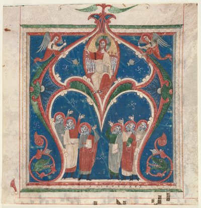 Historiierte Initiale (A) aus einem Antiphonar: Christus in Majestät mit Propheten von Unknown artist