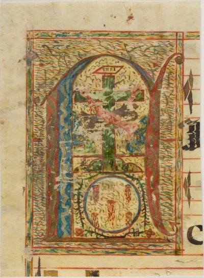 Historisierte Initiale "N" mit Kruzifix aus einem Manuskript von Unknown artist