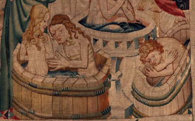 Geschichte von Saint Piat und Saint Eleuthère, Szene 7 Taufe der Exilchristen, Detail. Die Taufe. von Unknown artist