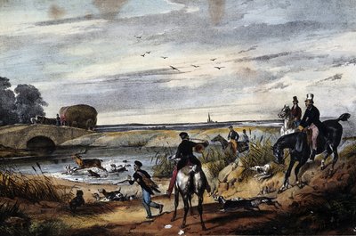 Jagdszene - Anonyme Gravur, ca. 1850 von Unknown artist
